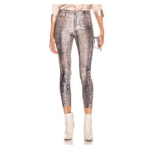 NWT L'AGENCE Margot High Rise Skinny in Petal Black Snake Foil Size 28